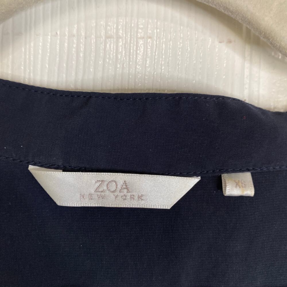 ANTHROPOLOGIE Zoa New York Navy Blue Shirt Collared Office Professional Size XS - Picture 3 of 7